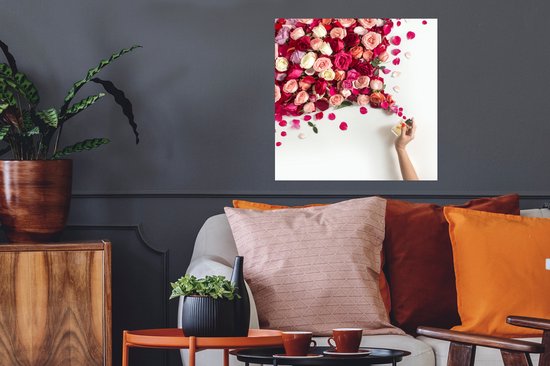 Poster 50x50 cm - Rozen - Parfum - Bloemen - Posters - Kamer decoratie - Wanddecoratie woonkamer - Muurdecoratie slaapkamer