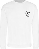 Sweater velvet black Heart  - White (S)