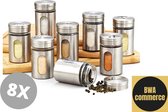 Bwa Commerce kruidenstrooier 8 stuks- Kruidenstrooier rvs en glas- Peper en zoutstel- Strooibus