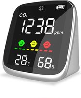 Nuvance - 3 in 1 CO2 Meter, Melder & Monitor - Thermometer - Hygrometer Binnen - Luchtkwaliteitsmeter Horeca - Draagbaar en Oplaadbaar