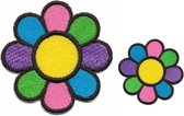 Gekleurde Bloemen - 2 stuks - Strijk Embleem Patch 5,5 en 7,5 cm