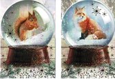 10 Luxe Kerst- en Nieuwjaarskaarten - 11,5x16,5cm - Foliebedrukking - 2 motieven - Gevouwen kaarten met enveloppen