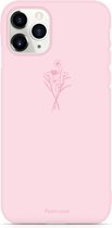 iPhone 11 Pro Max hoesje TPU Soft Case - Back Cover - Roze / veldbloemen
