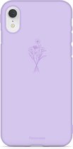 FOONCASE Coque iPhone XR TPU Soft Case - Couverture arrière - Coque de téléphone lilas avec fleurs sauvages - PastelBloom
