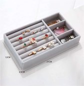 sieraden display grijs fluweel 21x12x2,5 cm