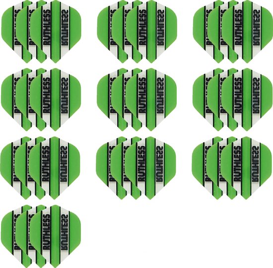 10 Sets (30 stuks) Ruthless flights Multipack Groen darts flights