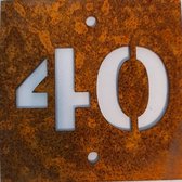 Cortenstaal huisnummerbord 40 (10x10cm)