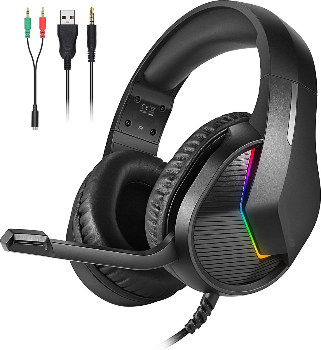 Phreeze Gaming Headset met Microfoon - 7.1 Surround Sound - RGB - PC + PS4 + PS5 + Xbox One + Xbox Series