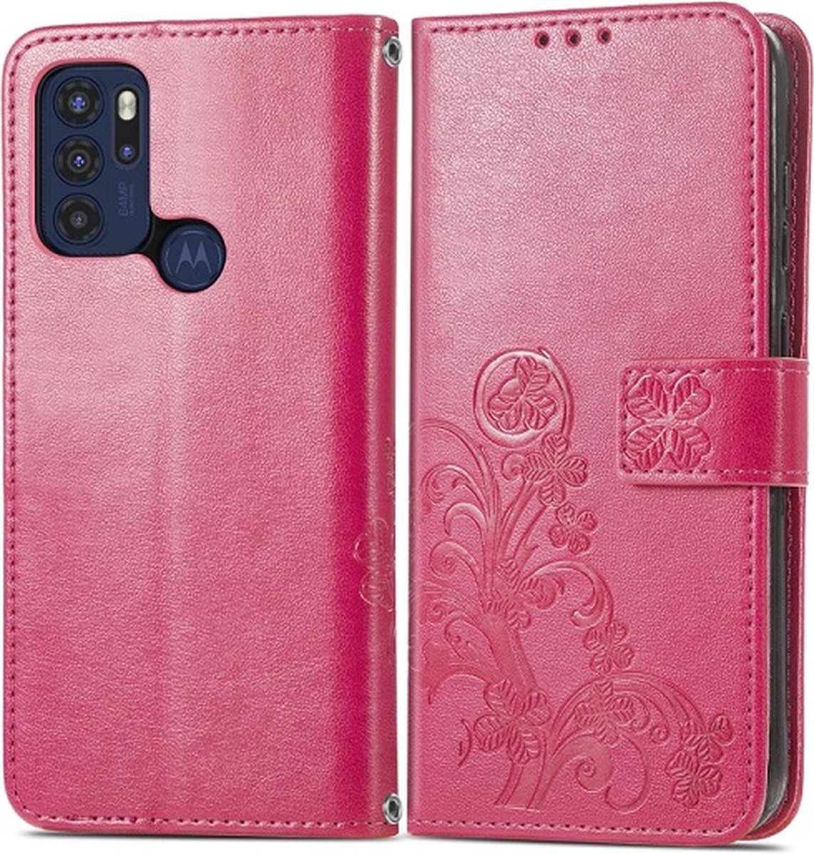 Klavertje vier rood agenda wallet case hoesje Motorola Moto G60S