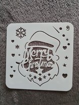 Merry christmas kerstman, stencil, kaarten maken, scrapbooking, 13 x 13 cm