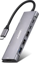 A-KONIC USB C HUB 9 in 1 - met / naar HDMI 4K en meer – Spacegrijs
