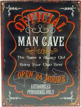Metalen wandbord - Metal Sign - Man Cave -  33 x 25 cm