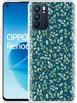 Oppo Reno6 5G Hoesje Blaadjespatroon - Designed by Cazy