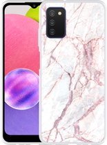 Hoesje Geschikt voor Samsung Galaxy A03s White Pink Marble