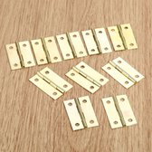 FSW-Products - 2 Stuks - Scharnieren – Incl. 8 Schroeven - Vaste pen - Scharnier - RVS - Goud - 35x21mm - Deurscharnier - Kastscharnier – Vermessingd