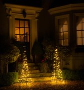 ThuisindeTuin.nl | Voordeur Vlaggenmast Kerstverlichting | 150 cm Hoog | set van 2! | Incl. Demontabele Zwarte Mast | 280 LED lampjes | Kerstverlichting voor Buiten | Warm Wit Lich