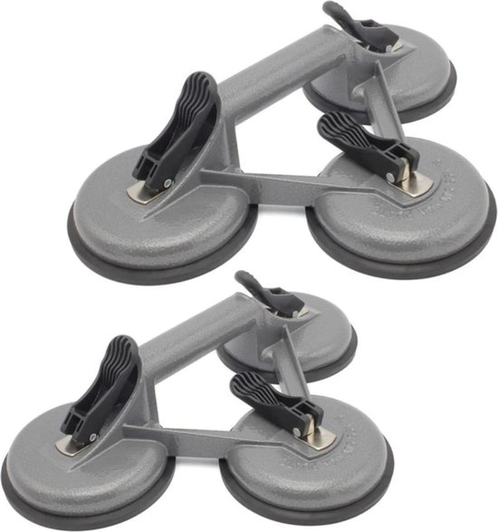 Supremium 2x Vacu m Zuignap Glasheffer Max 145KG Tegelzuignap Grijs Bol