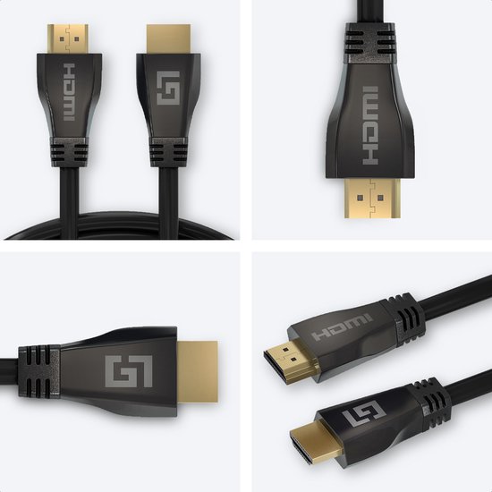 LifeGoods HDMI Kabel - 3M - 18Gbps - HDMI 2.1 - Ultra High Speed - 4K (120 Hz) en 8K (60 Hz) - Zwart - Auronic