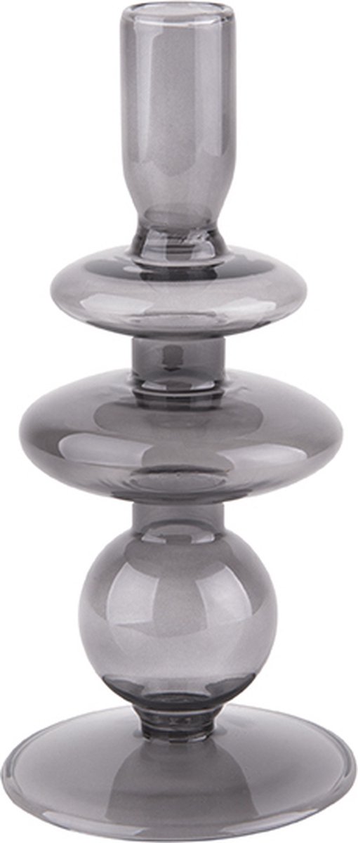 Kandelaar - Glas Ringen Zwart Klein