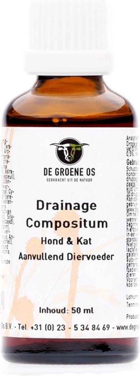 Drainage Supplement Hond Kat - De Groene Os - 50ml - Ondersteunt Spijsvertering en Immuunsysteem