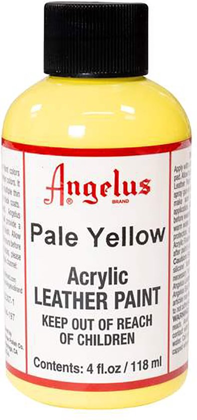 Peinture acrylique pour cuir Angelus - peinture textile pour tissus en cuir - base acrylique - Yellow pâle - 118ml