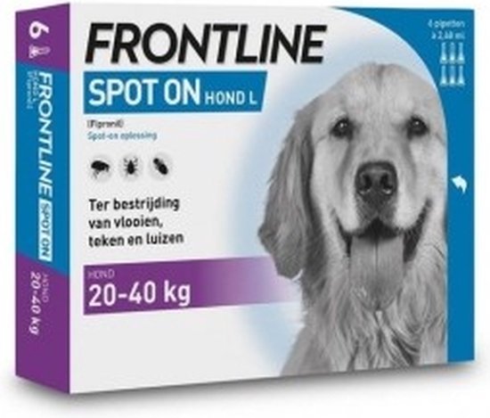 Frontline Spot-On - Anti vlooienmiddel - Hond - L - 6 pipetten