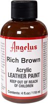 Peinture acrylique pour cuir Angelus - peinture pour tissus en cuir - base acrylique - Rich Brown - 118ml