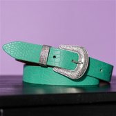 LEATHER BUCKLE BELT TURQUOISE 95 CM