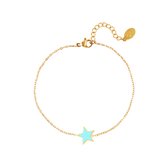 Stainless steel bracelet star - Yehwang - Armband - One size - Goud/Blauw