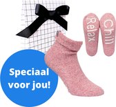 Boru wool socks - huissokken - roze in cadeauverpakking - 35/38