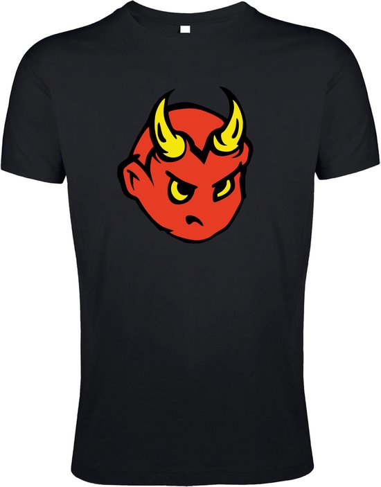 Halloween T-shirt kids zwart met duivel | Halloween kostuum | feest shirt | enge outfit | horror kleding | maat 140