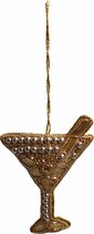 Kersten - Champagne fles - Kersthanger - Gouden beads