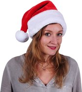Set van 4x stuks luxe pluche kerstmuts rood/wit voor volwassenen - Kerstaccessoires/kerst verkleedaccessoires