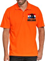 Grote maten oranje fan poloshirt voor heren - met leeuw en vlag op borst - Holland / Nederland supporter - EK/ WK shirt / outfit XXXXL