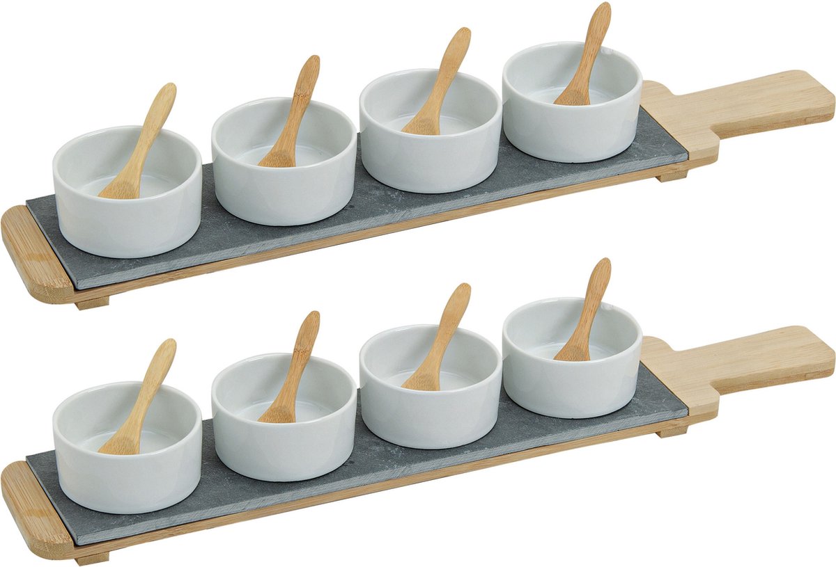 Snackschaaltjes Pacific blauw van porselein, set van 6