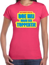 Foute party Doe mij maar een toppertje verkleed/ carnaval t-shirt roze dames - Foute hits - Foute party outfit/ kleding L