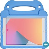 iPad 2021/2020 hoes Kinderen - 10.2 inch - Kids proof back cover - Draagbare tablet kinderhoes met handvat - Met Screenprotector – Blauw