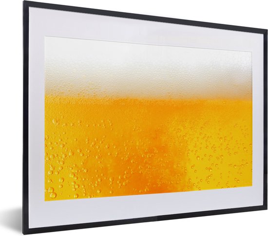 Fotolijst incl. Poster - Close up van een goudkleurig biertje - 40x30 cm - Posterlijst