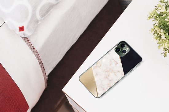 Coque iPhone 11 Pro - Imprimé marbré - Goud - Rose - Coque en Siliconen téléphone -