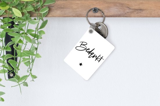 Porte-clés - Merci - Citations - Zwart - Wit - Plastique