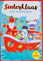 Het Sinterklaas kleur- en spelletjesboek met stickers - A4 - Kleurboek - Stickerboek - Sint en Piet - Stickervellen -  Schoencadeau