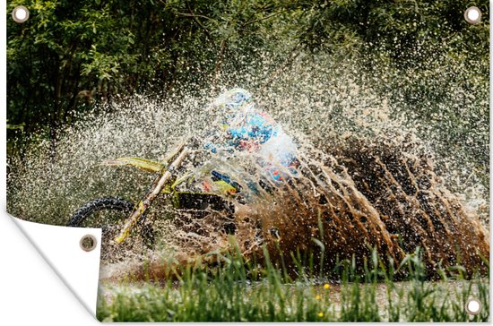 Tuinposters buiten Crossmotor - Motorcross - Water - 90x60 cm - Tuindoek - Buitenposter