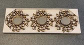 Set van 3 ronde wandspiegels - met steentjes - koperkleurig - dia 25 x 2 cm - Wanddecoratie - Woonaacessoires