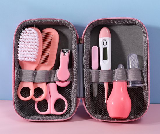 9-delige Baby Verzorgingsset - ROZE - Baby Borstel - Baby Verzorgingsproducten - Nagelset - Manicure set - Kraam cadeau - Incl. Opberg/-Reisdoosje — afbeelding 5