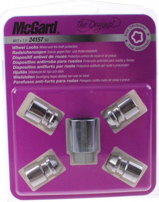 McGard Slotmoerenset M12x1.50 - Konisch - Lengte 32.5mm (19mm kop) - McGard
