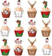 24 stuks cupcake omslagen kerst + 24 toppers