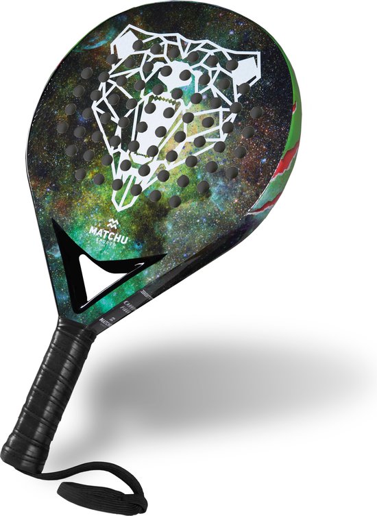 Matchu Sports - Padel Racket - Bear - Padel - Padelrackets - Rond - Carbon - Groen - Inclusief padel tas - padeltas