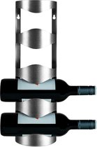 QUVIO Wijnrek - Wijnkast - Wijnaccessoire - Wijnfleshouder - Wijnrekken - Hangend aan de wand - Metaal - Inclusief bevestigingsmateriaal - 10 x 14 x 45 cm - Zilver / Grijs