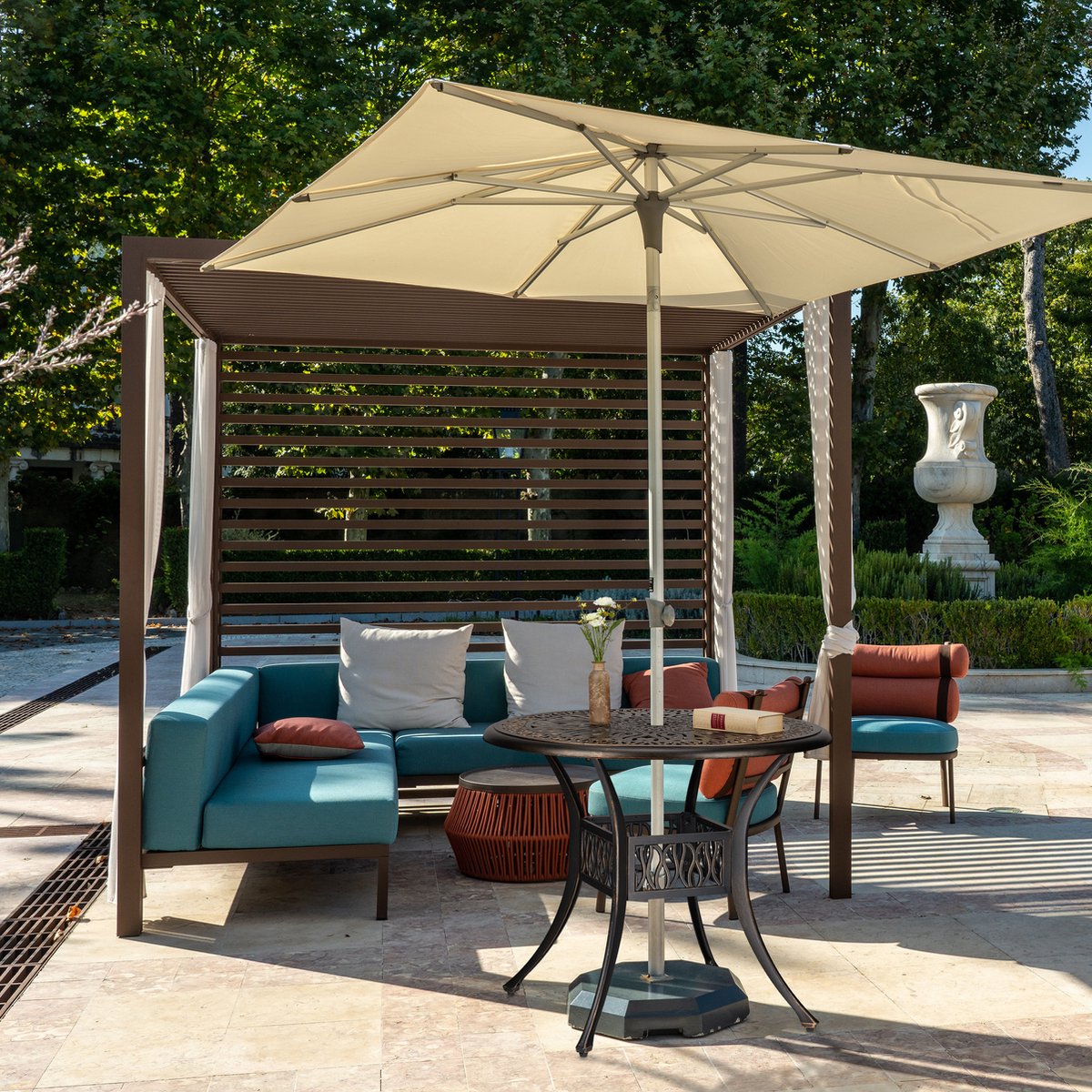 Tuintafel met parasolgat - gegoten aluminium thumbnail 5