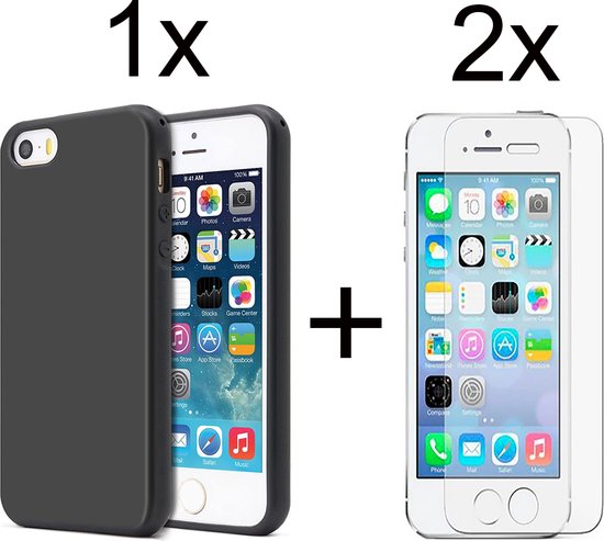 iPhone 5 noire et iPhone SE 2016 et coque iPhone 5S coque en silicone noir  - 2x... | bol.com